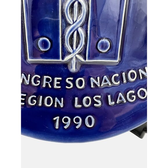 1990 Colegio De Contadores De Chile Collectible Plate  9" Diameter  Blue Ceramic - Picture 3 of 5